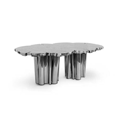 HomeDor Luxury Italian Style Stainless Steels Dining Table in Gold/Silver/Copper Finish Color