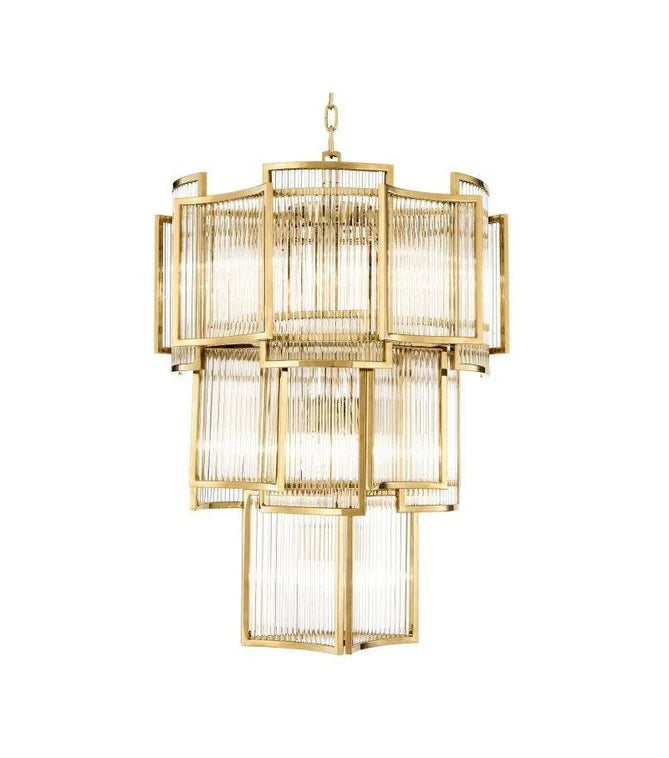 HomeDor Leo 3 Tiers Chandelier in gold/chrom finish