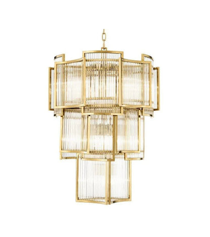 HomeDor Leo 3 Tiers Chandelier in gold/chrom finish