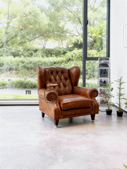 Luxury American Retro Genuine Leather Cigar Armchair