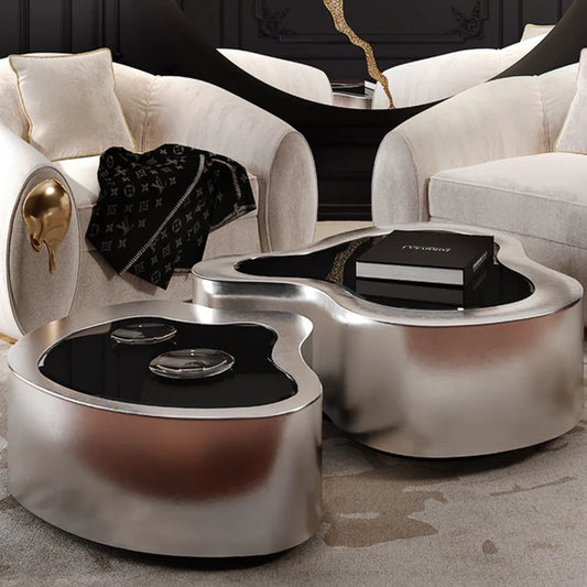 HomeDor Modern Wave Stainless Steel Coffee Table