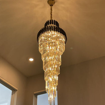 HomeDor Premium Leif Luxury Spiral Crystal Chandelier for Staircase/Grand Hall/Hotel