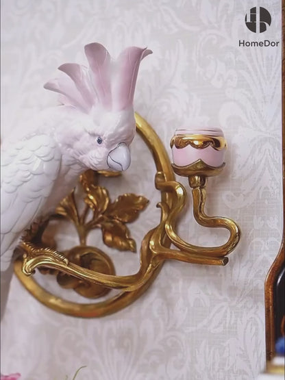HomeDor × FH&Home | Pink Cockatoo Wall-Mounted Candle Holder