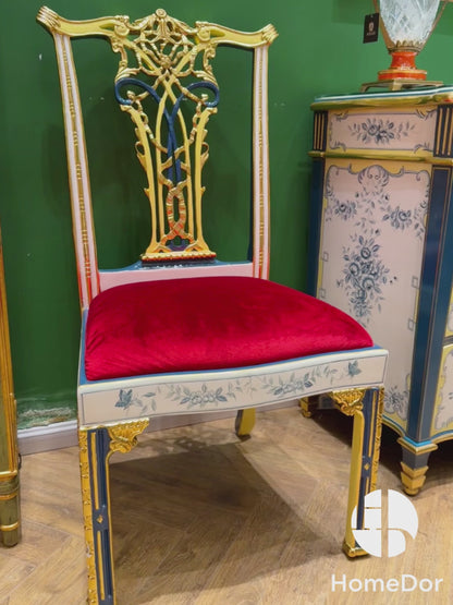 HomeDor × FH&Home | Opulent Dining Chair with Velvet Upholstery & Gilded-Carved Back
