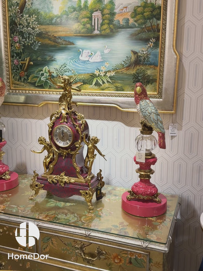 HomeDor Vintage European Ornate Cherub Mantel Clock