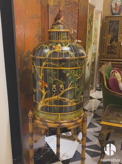 HomeDor Chinoiserie Lacquered Side Cabinet