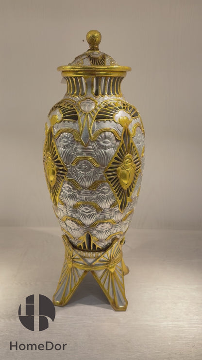 HomeDor × FH&Home | Exquisite Wooden Table Lamp with Hand-applied Gold and Silver Leaf