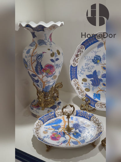 Artistic Porcelain & Lustrous Brass Elegance Table Decor Sets