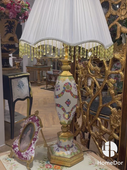 HomeDor Graceful White Ceramic Table Lamp