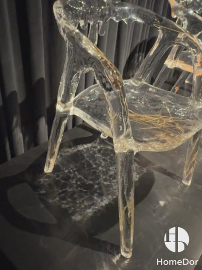 Modern Art Design Dripping Water Maple Leaves Glacier Crystal Chair by Gordon Gu