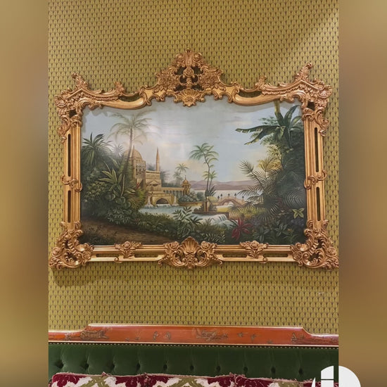 HomeDor × FH&Home | Luxury Baroque Carved Frame Exotic Landscape Wall Decor