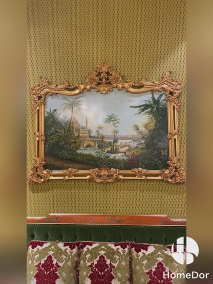 HomeDor × FH&Home | Luxury Baroque Carved Frame Exotic Landscape Wall Decor