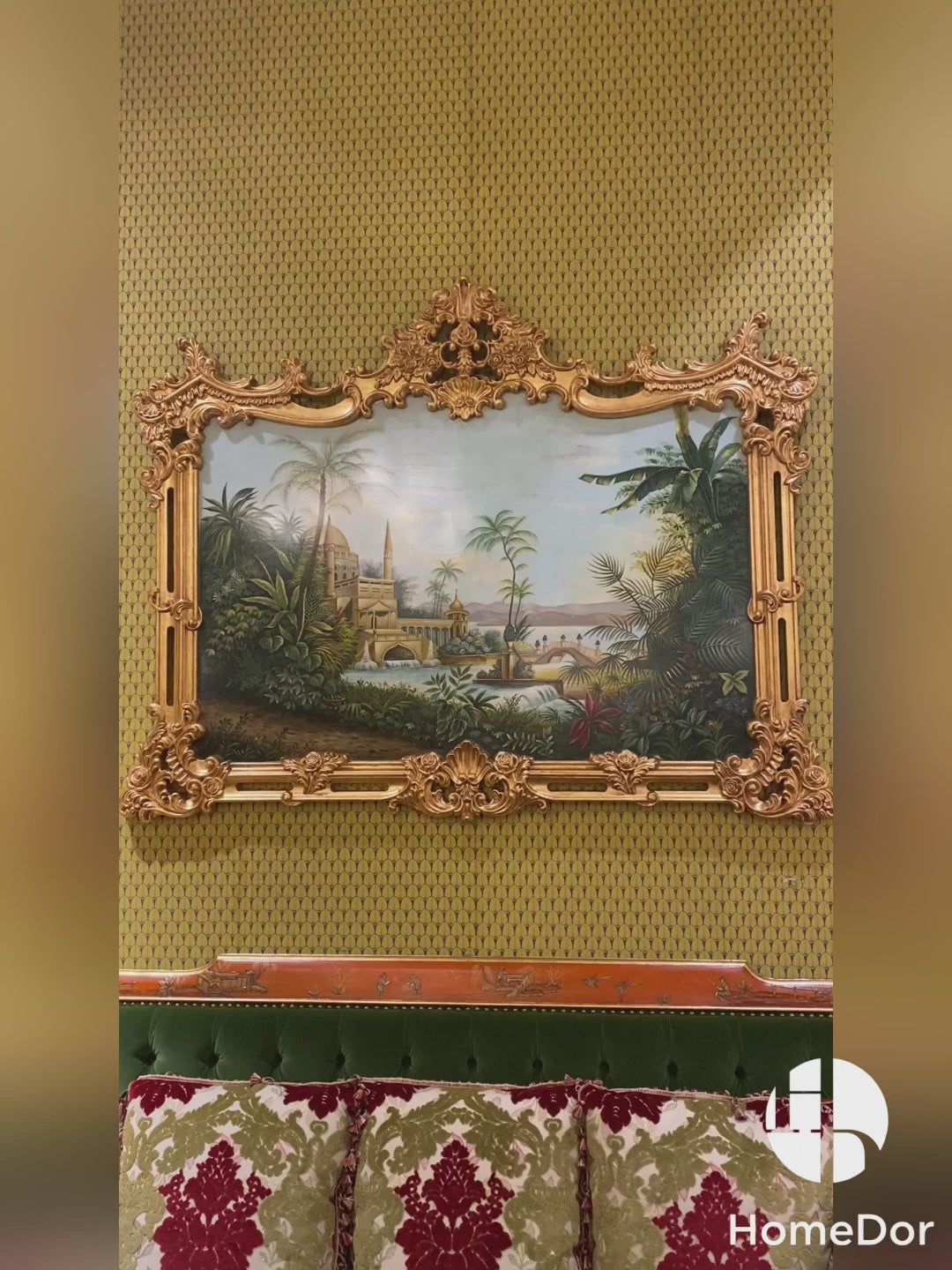 HomeDor × FH&Home | Luxury Baroque Carved Frame Exotic Landscape Wall Decor