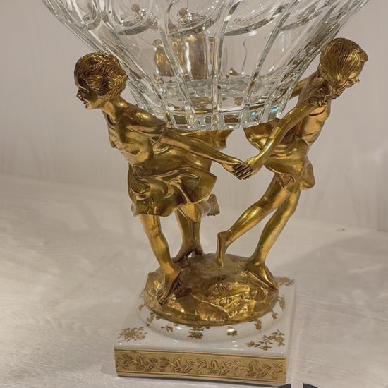 HomeDor × FH&Home | Prague Collection Exquisite Crystal Fruit Bowl with Brass Girls