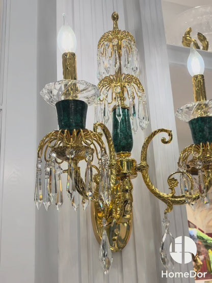 HomeDor Vintage French Regal Malachite Wall Sconce