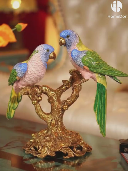 HomeDor Luxury Nature-inspired Colorful Porcelain Parrot Table Decor