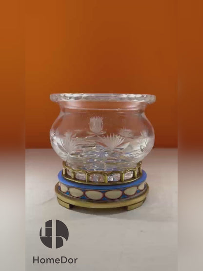 HomeDor × FH&Home | Prague Collection Luxury Floral-etched Crystal Glass Fruit Platter