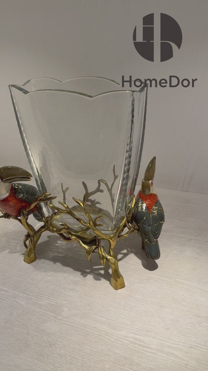 HomeDor × FH&Home | Prague Collection Toucan Crystal Glass Fruit Bowl & Vase