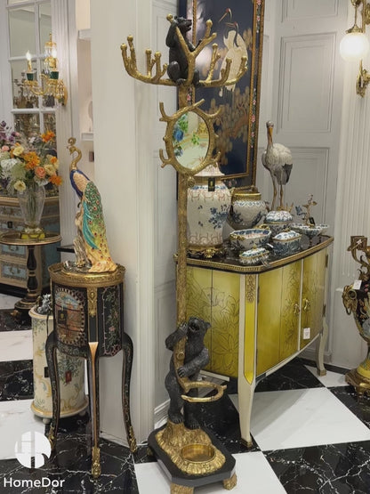 HomeDor Unique Tree Branch Style & Decorative Bear Coat Rack with Mirror