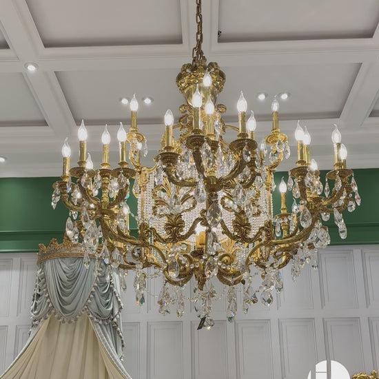 This Golden Opulence Phoenix Crown Crystal Chandelier embodies a masterful blend of oriental heritage and modern elegance, redefining luxury with its intricate design and symbolic storytelling. It's perfect for banquet halls or ballrooms requiring dramatic lighting to elevate occasions with its shimmering, candlelit ambiance.