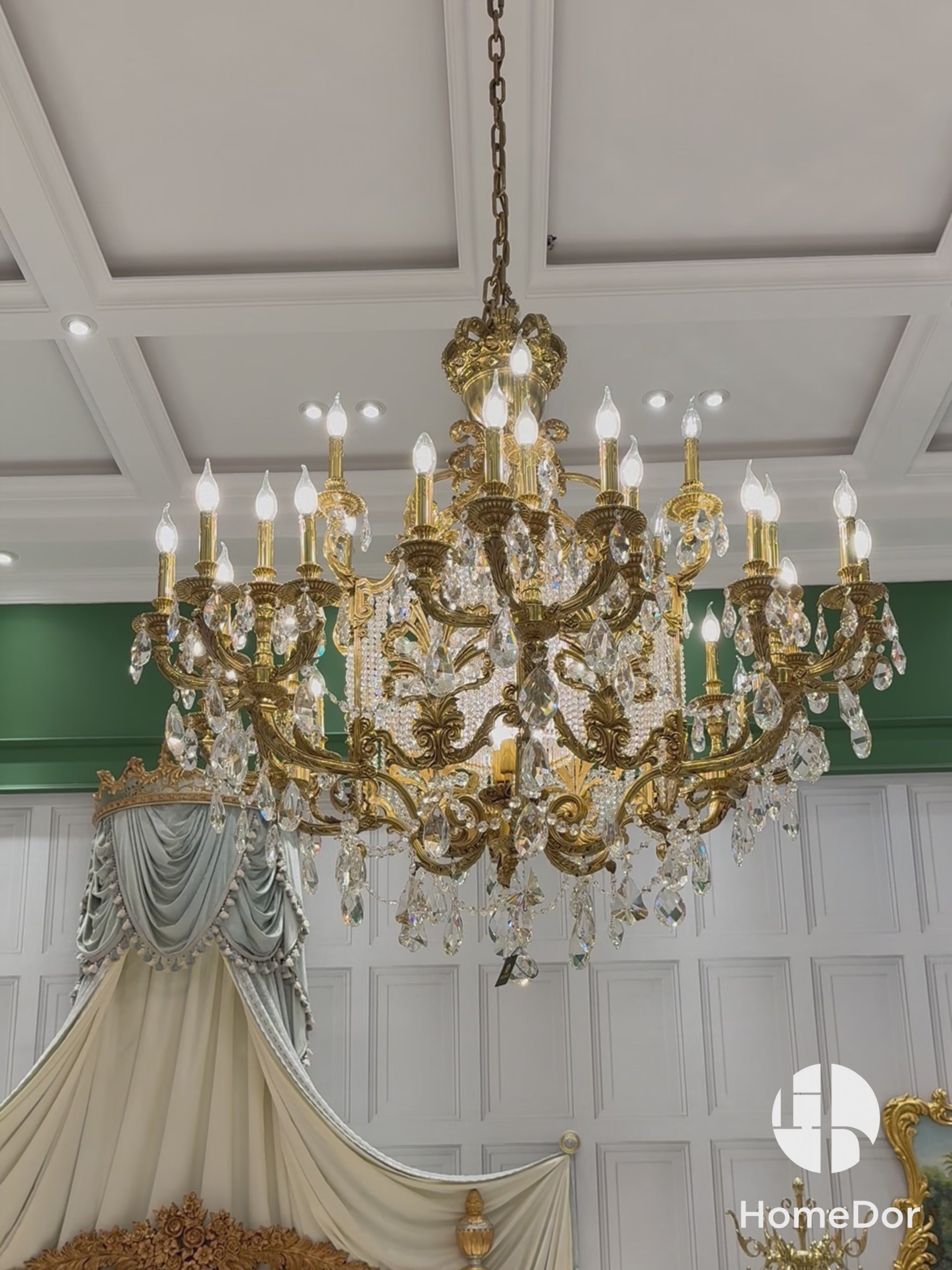 This Golden Opulence Phoenix Crown Crystal Chandelier embodies a masterful blend of oriental heritage and modern elegance, redefining luxury with its intricate design and symbolic storytelling. It's perfect for banquet halls or ballrooms requiring dramatic lighting to elevate occasions with its shimmering, candlelit ambiance.