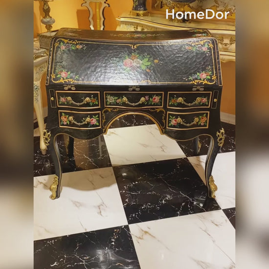 HomeDor × FH&Home | Rococo Craquelure Roses Series Secretary Desk
