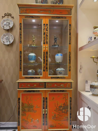 HomeDor × FH&Home | Oriental Orange Traditional Carving Cabinet