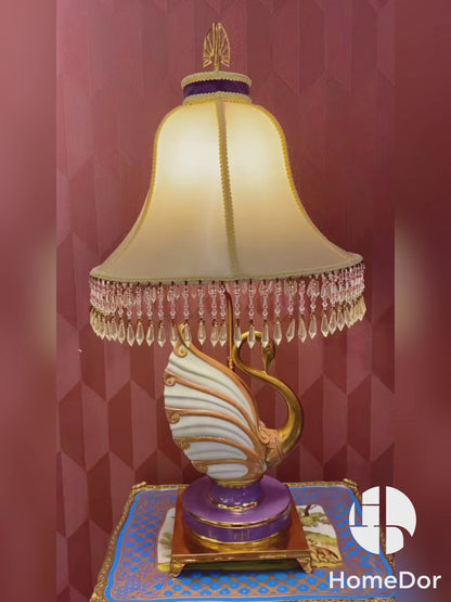 HomeDor × FH&Home | Luxury Vintage Porcelain Swan Table Lamp