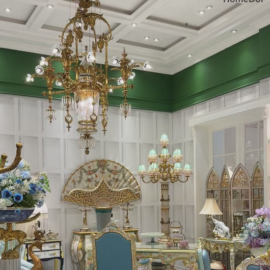 Ornate Palace Floral Accent Crystal Chandelier