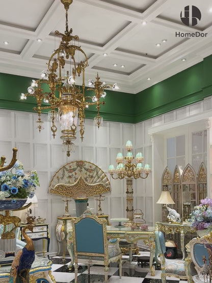 Ornate Palace Floral Accent Crystal Chandelier