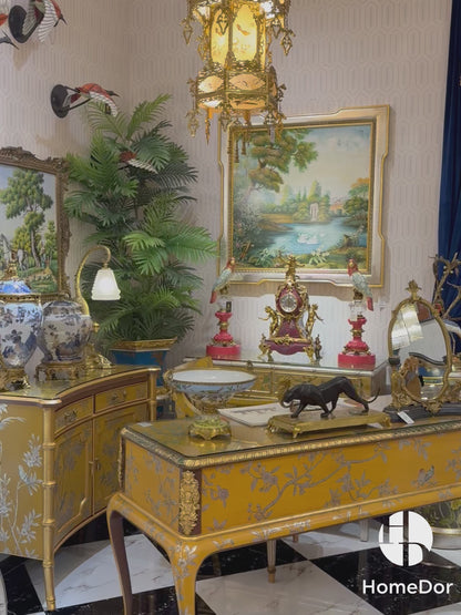 HomeDor × FH&Home | Serene Lake Scenery Painting Wall Decor with Copper-Edged Frame