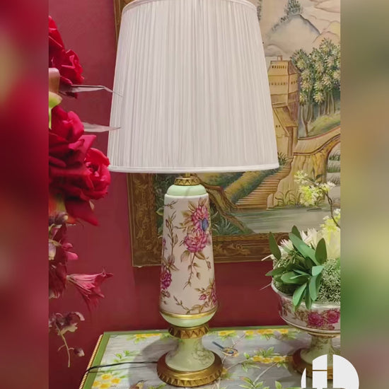 HomeDor × FH&Home | Elegant Floral Ceramic Mint Green Table Lamp