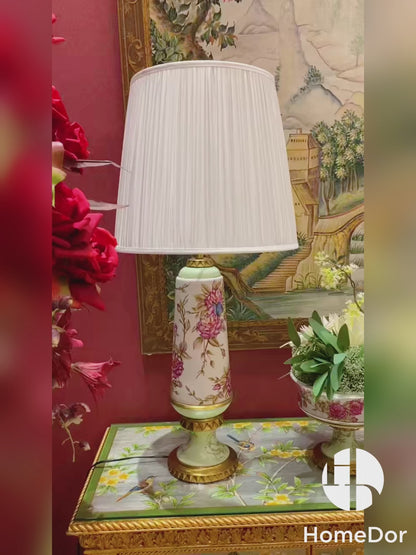HomeDor × FH&Home | Elegant Floral Ceramic Mint Green Table Lamp
