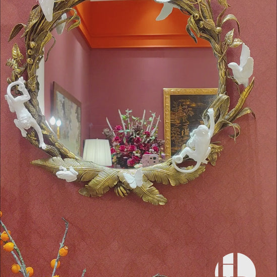 HomeDor × FH&Home | Exquisite Banana Tree Inspired Circular Mirror With Wildlife Embellishments2