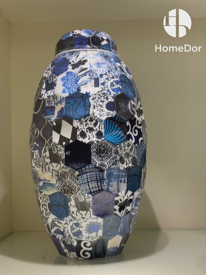 HomeDor Artistic Patchwork Diamond-Embossed Porcelain Set