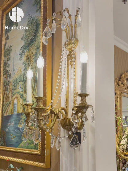 HomeDor × FH&Home | Vintage Crystal 3-Light Wall Sconce