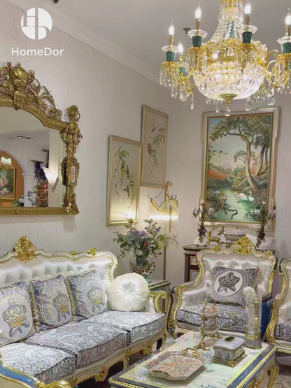 HomeDor × FH&Home | Luxury Rococo Design Brass Accent Entry Mirror