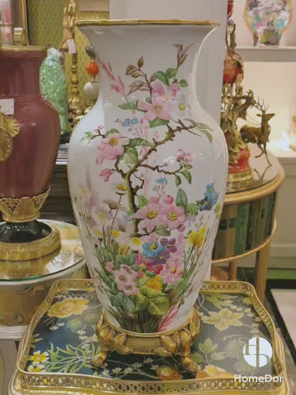 French Porcelain Botanical Vase