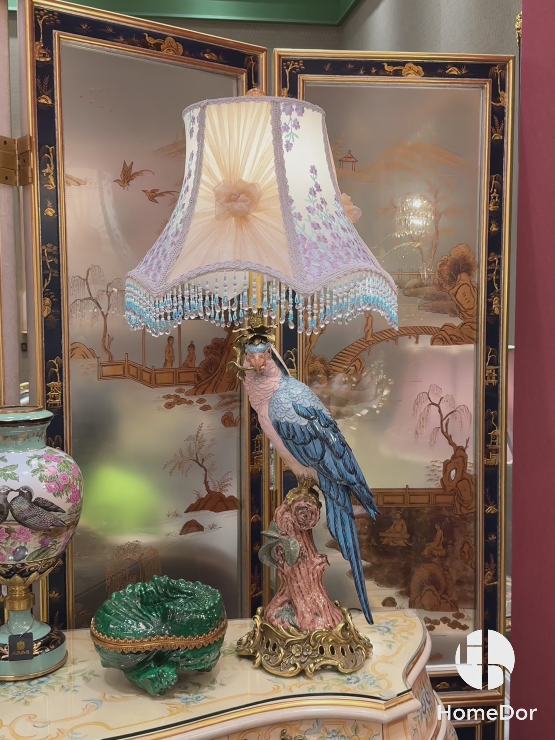 HomeDor Blue Parrot Table Lamp