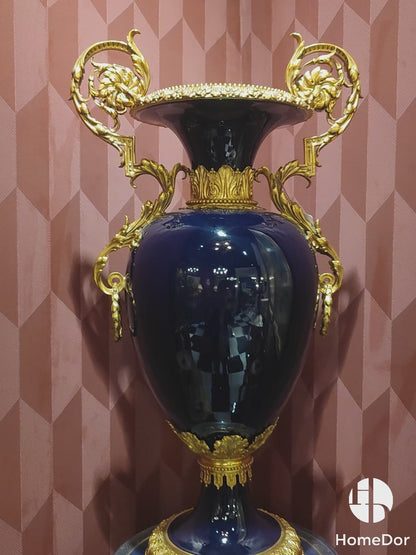 HomeDor × FH&Home | Regal Cobalt Blue Double-Handled Vase