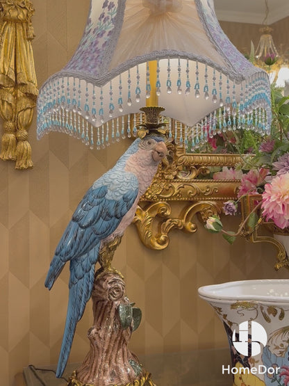 Blue parrot table lamp
