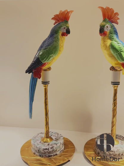 HomeDor Vibrant Long-Tailed Parrot Decor Set