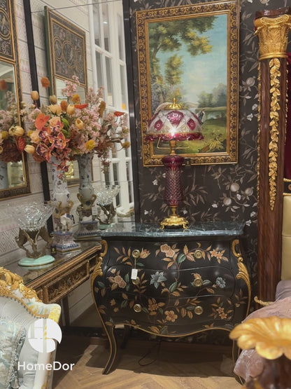 HomeDor Vintage Art Decor Multiple Colors Glass Table Lamp