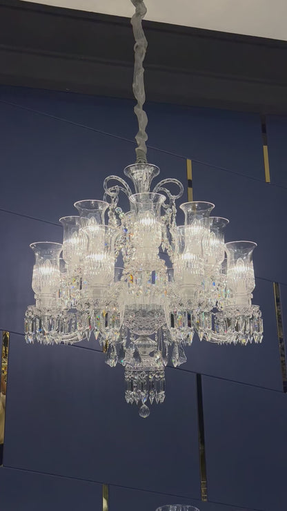 HomeDor Premium Luxury Elegant Floral Lampshade Crystal Chandelier