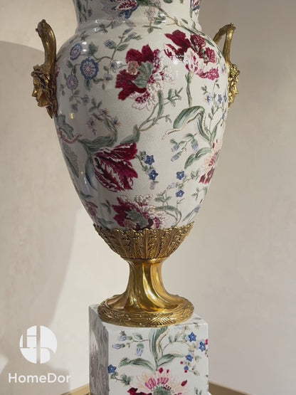 Vintage Floral Artistry Porcelain Vase