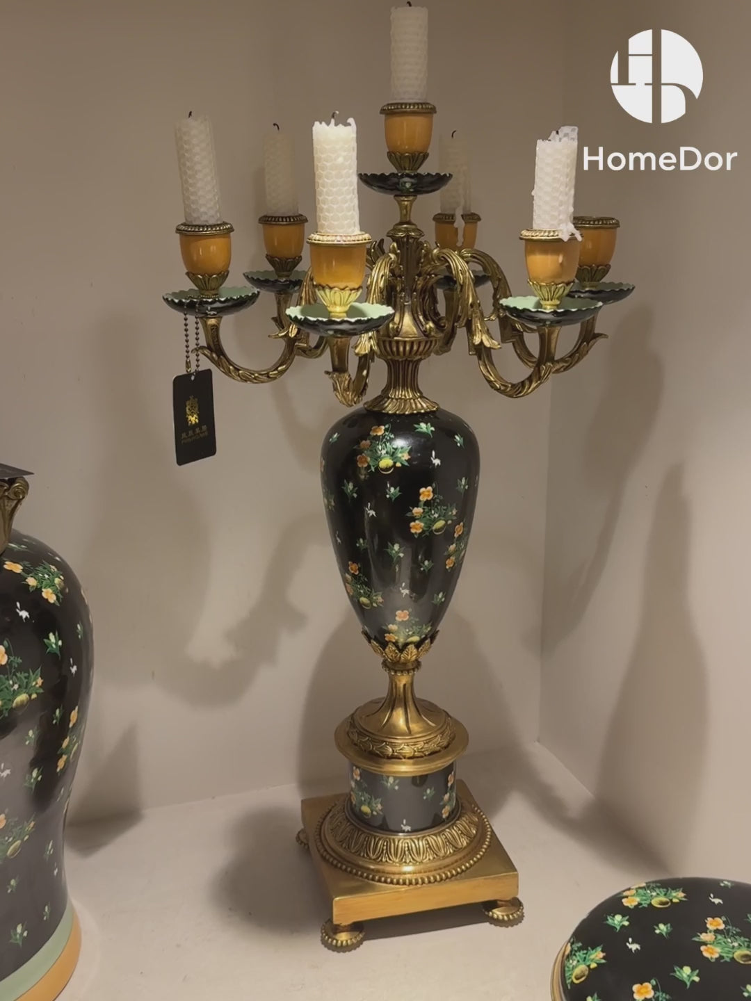 HomeDor Luxe Classic Black Floral-Embossed Decor Set14
