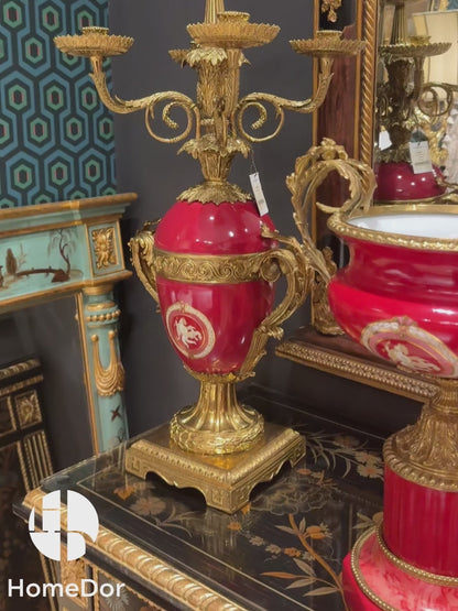 HomeDor Luxury Rococo Crimson Heraldic Decor Vessels Collection
