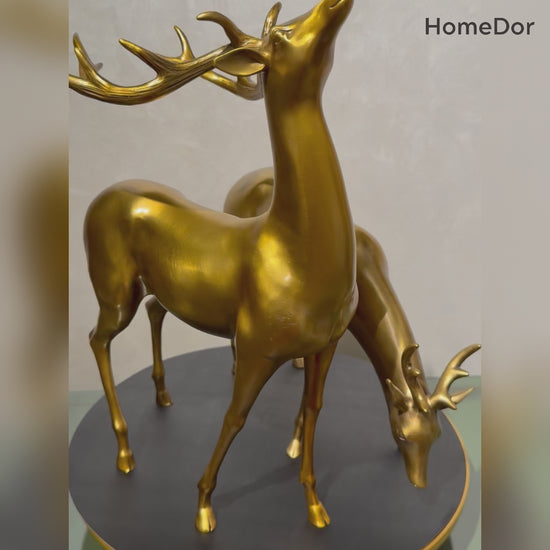 Sophisticated Brass Deer Figurine / Table Decor Set