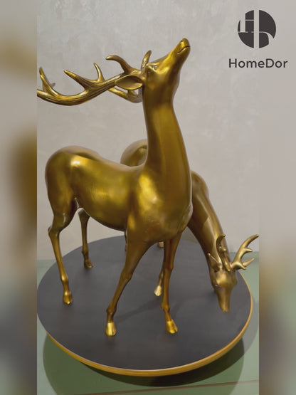 Sophisticated Brass Deer Figurine / Table Decor Set