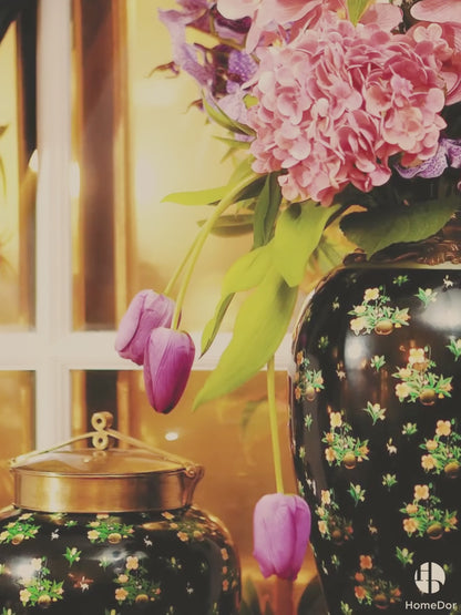 HomeDor × FH&Home | Luxe Classic Black Floral-Embossed Decor Set